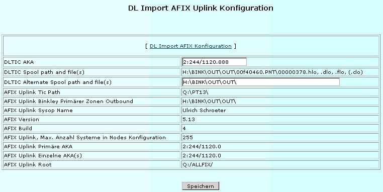Screenshot PHP-Nuke DLIMP Admin Console Module v1.10, AFIX Uplink Config